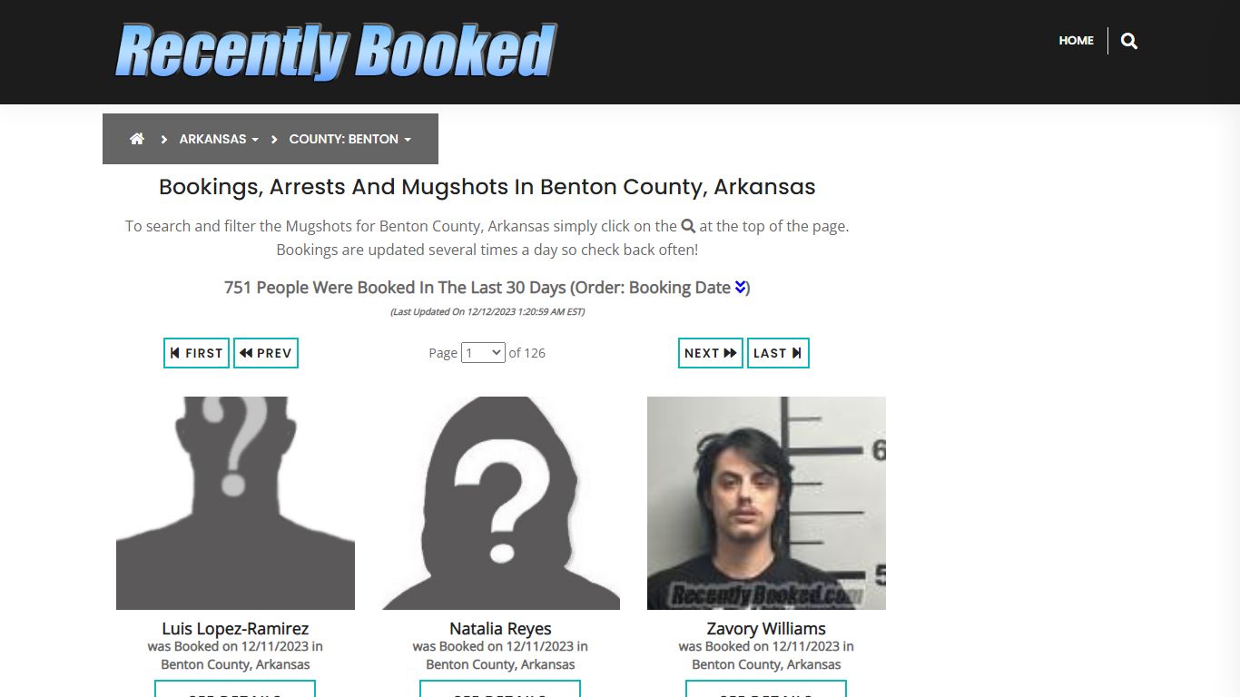 Bookings, Arrests and Mugshots in Benton County, Arkansas - Recently Booked